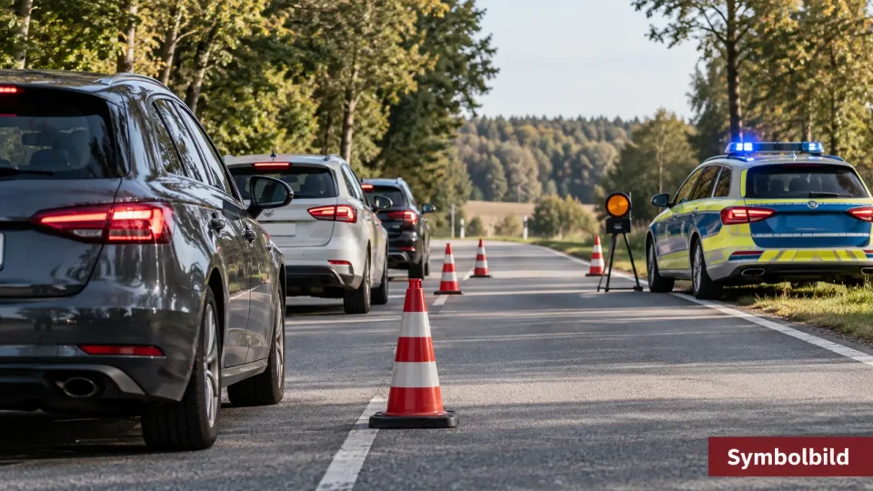 Symbolbild einer Verkehrskontrolle auf einer Landstraße